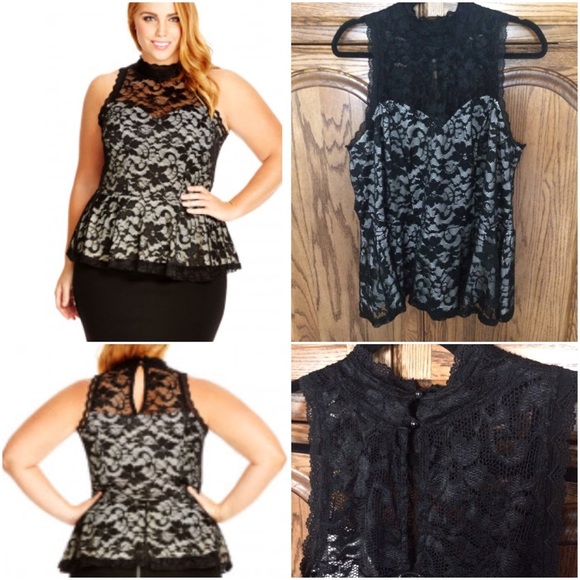 city chic black lace top